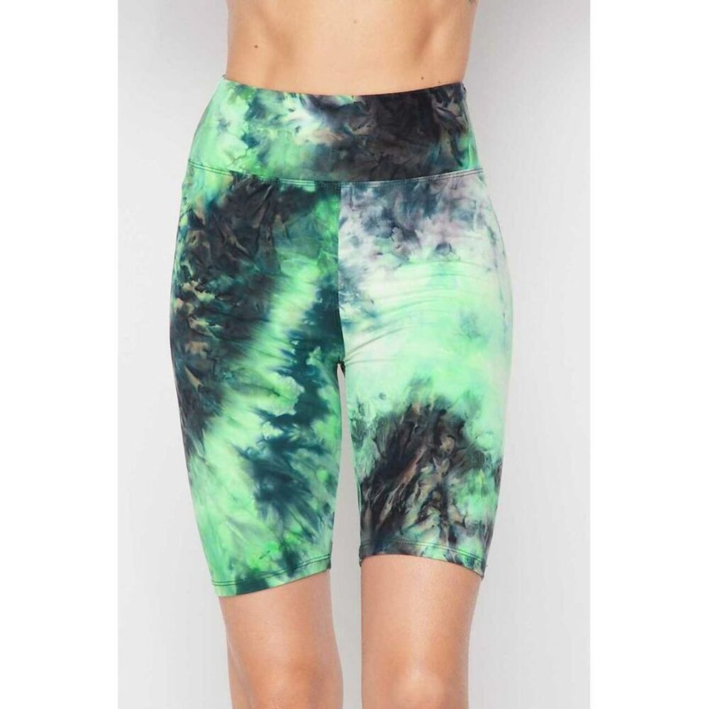 World of Leggings Buttery Smooth Tie Dye High Waisted Plus Size Biker Shorts - 3